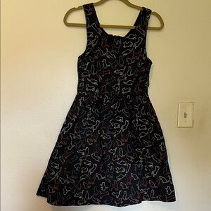 ModCloth Neon Cat Print fit and flare with pockets